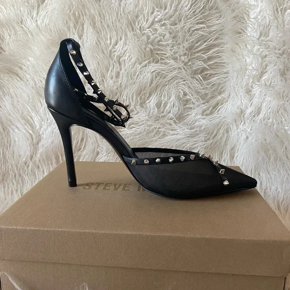 💋 Steve Madden Lupton Mesh Pointed-Toe Pumps, Black, Size 9.5 - Picture 12 of 15